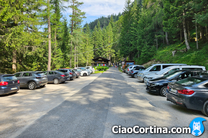 The parking lot of the Dolomites Park in Cortina