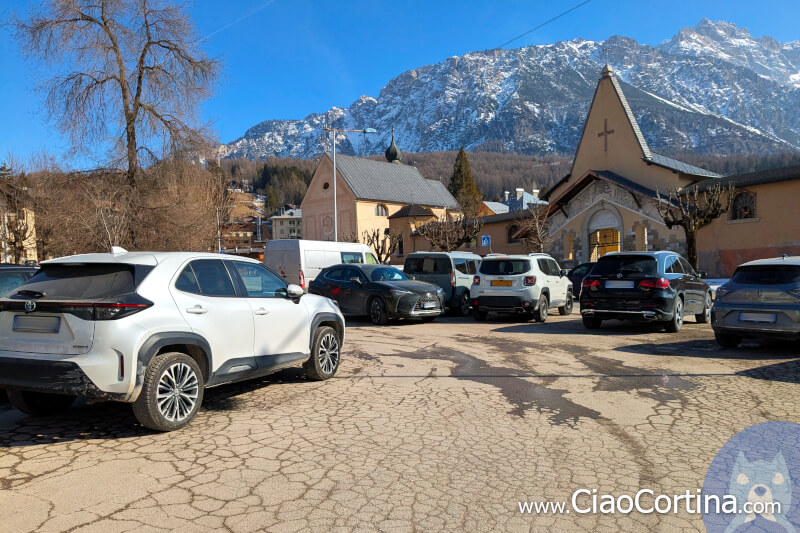 The parking lot in Via dei Campi with Mount Faloria.